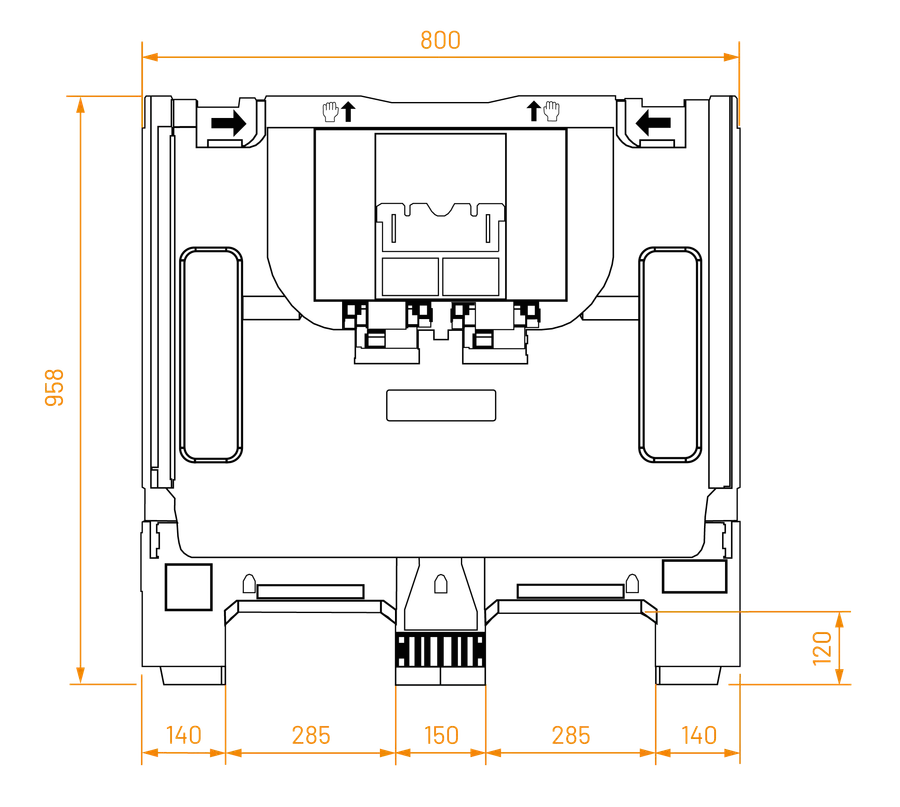 smart-heavy-pac-1208-984 technical drawing — front (metric)