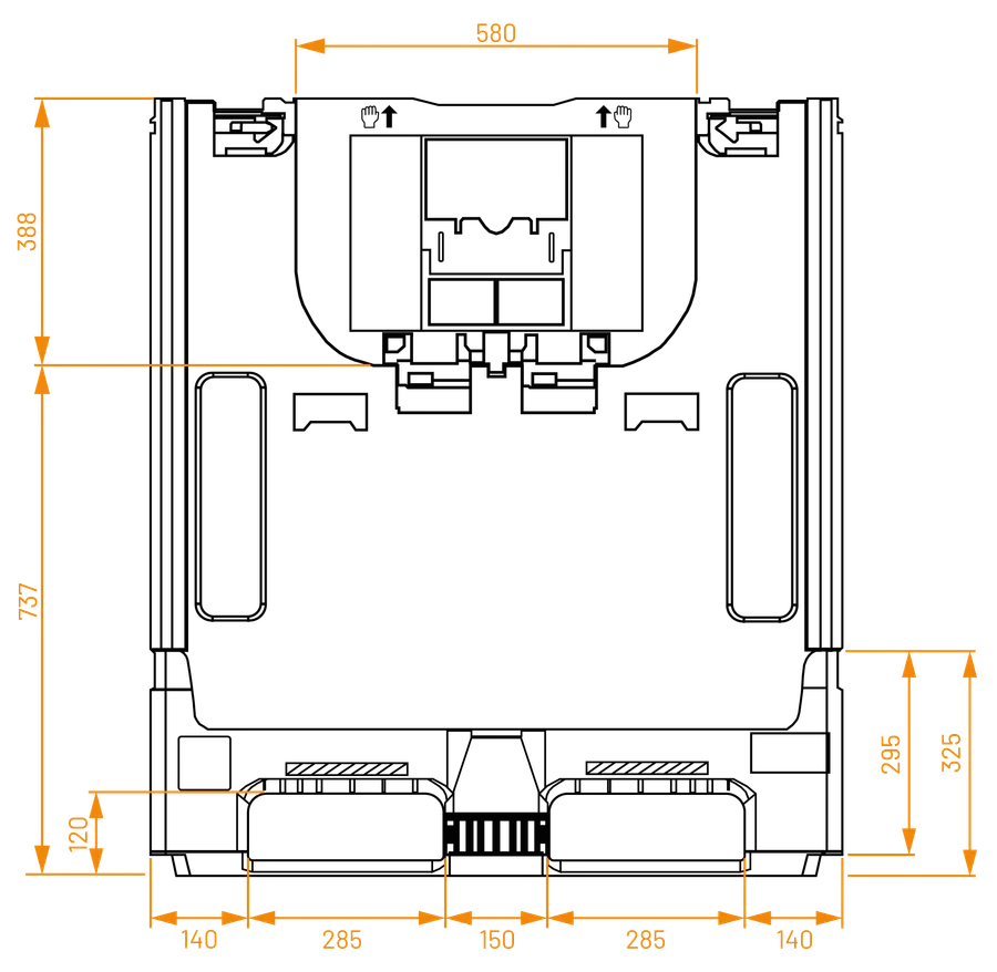 smart-heavy-pac-1210-1145 technical drawing — front (metric)